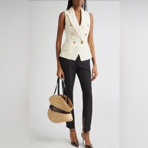 White House Black Market Cream Double-Breasted Vest